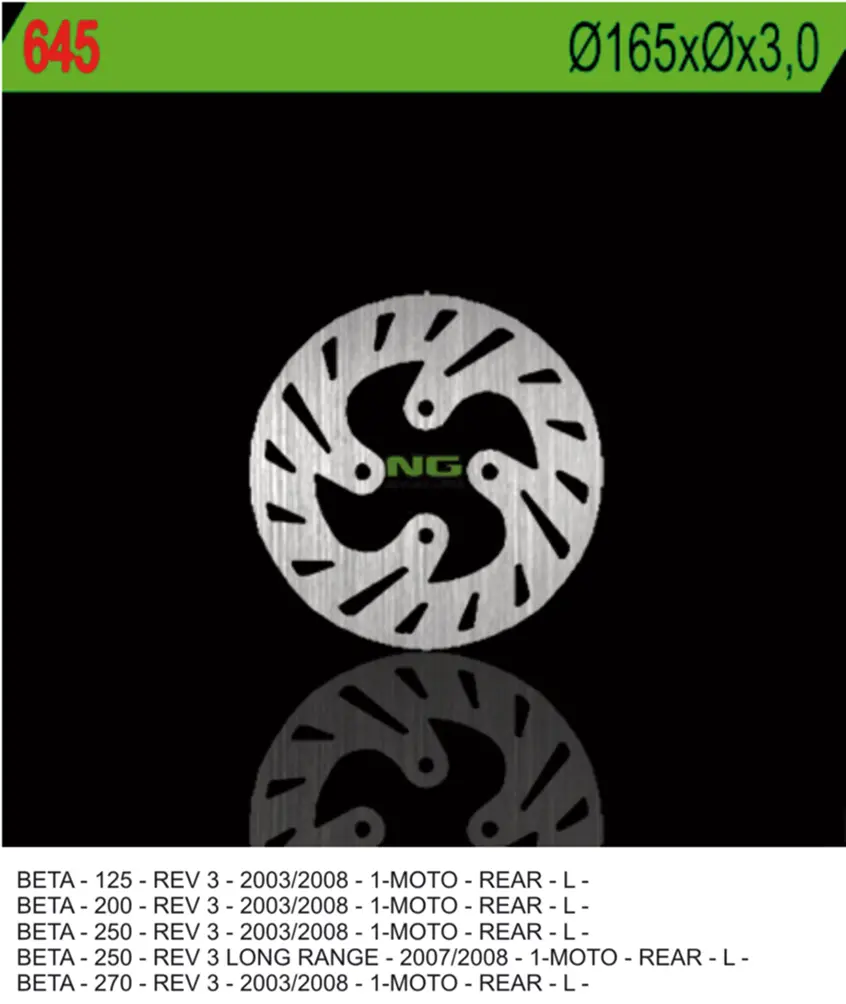 NG zadní brzdový kotouč BETA REV 3 125/200/250/270 03-08 (165X3) (4X10,5mm) ( )