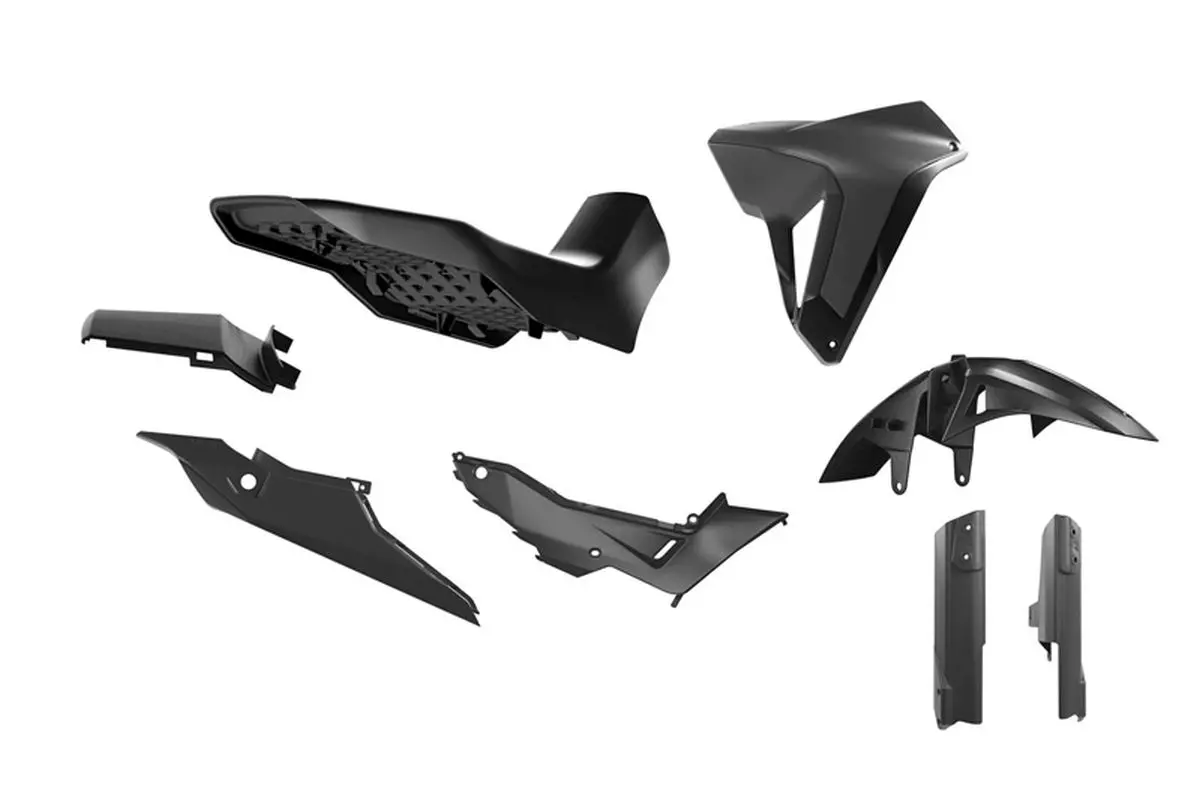 RACETECH (RTECH) kompletní sada plastů se sedlem REVOLUTION HONDA XL 750 TRANSALP 23-25 barva černá ( )