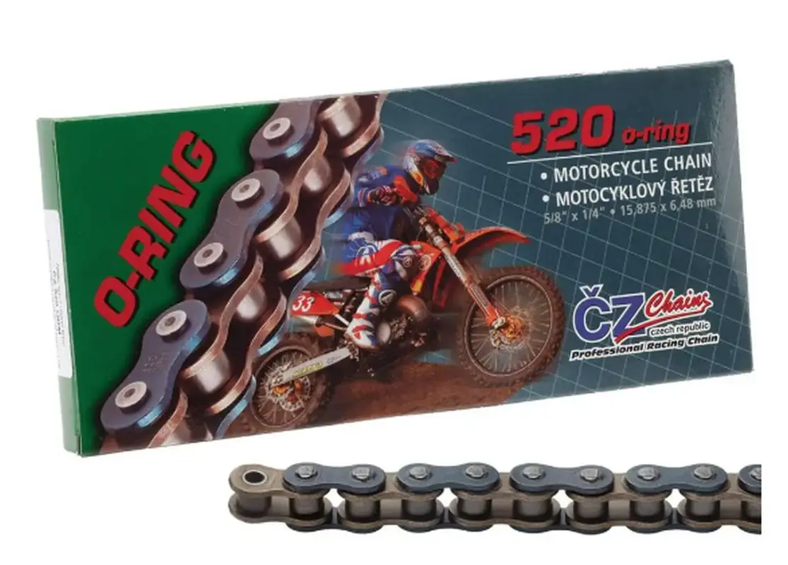 CZ hnací řetěz 520 ORM (100 článků) O-kroužek do 450 ccm + spona ( )