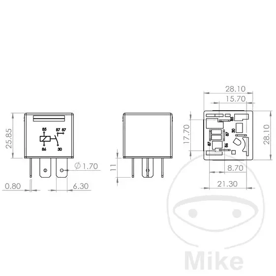 Bosch přerušovací relé 12V 30A 5-polig APRILIA SR 125 GT  ABS I-GET 24-25, SR 125 GT  CBS I-GET 22-24, SR 125 GT SPORT ABS I-GET 24-25, SR 200 GT  ABS