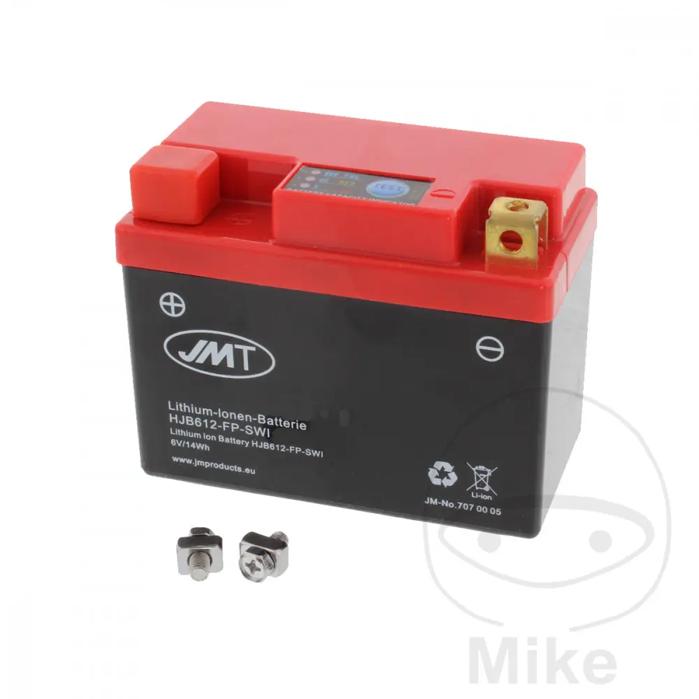 JMT motocyklový akumulátor HJB612-FP 6V JMT Lithium-iontová s ukazatelem, vodotěsná HONDA CB 125 K 72-75, CM 125 T 78-81, CM 185 T 78-80, CM 200 T 80