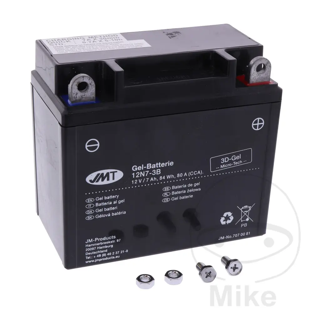 JMT motocyklový akumulátor 12N7-3B Gel JMT Yuasa 7070220 3059 6ON 9016 HYOSUNG GA 125 2V CRUISE I 97-98, GA 125 4V CRUISE II 97-00, GA 125 4V CRUISE