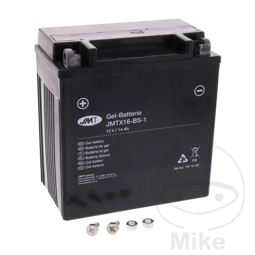 JMT motocyklový akumulátor YTX16-BS-1 Gel JMT Yuasa 7075021 JMT 7073687 SUZUKI LT-A 500 F VINSON 4WD 02-03, LT-F 500 F QUADMASTER 4X4 00-03, VL 1500