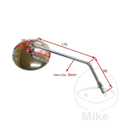 JMP zrcátko chrom levé KAWASAKI BJ 250 ESTRELLA 94-99, EL 250 ELIMINATOR 88-95, EL 252 ELIMINATOR 96-00, EN 450 LTD 85-89, EN 500 90-93, Z 250 81-82,