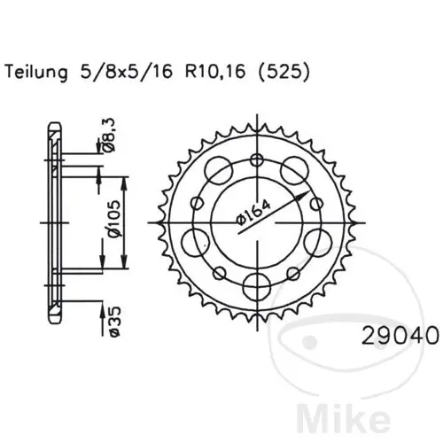 Esjot rozeta 47Z typ 525 černá Vnitřní průměr 105 rozteč děr 164 APRILIA SRV 850 IE 12-17, SRV 850 IE  ABS 12-18, GILERA GP 800 07-14 ( )