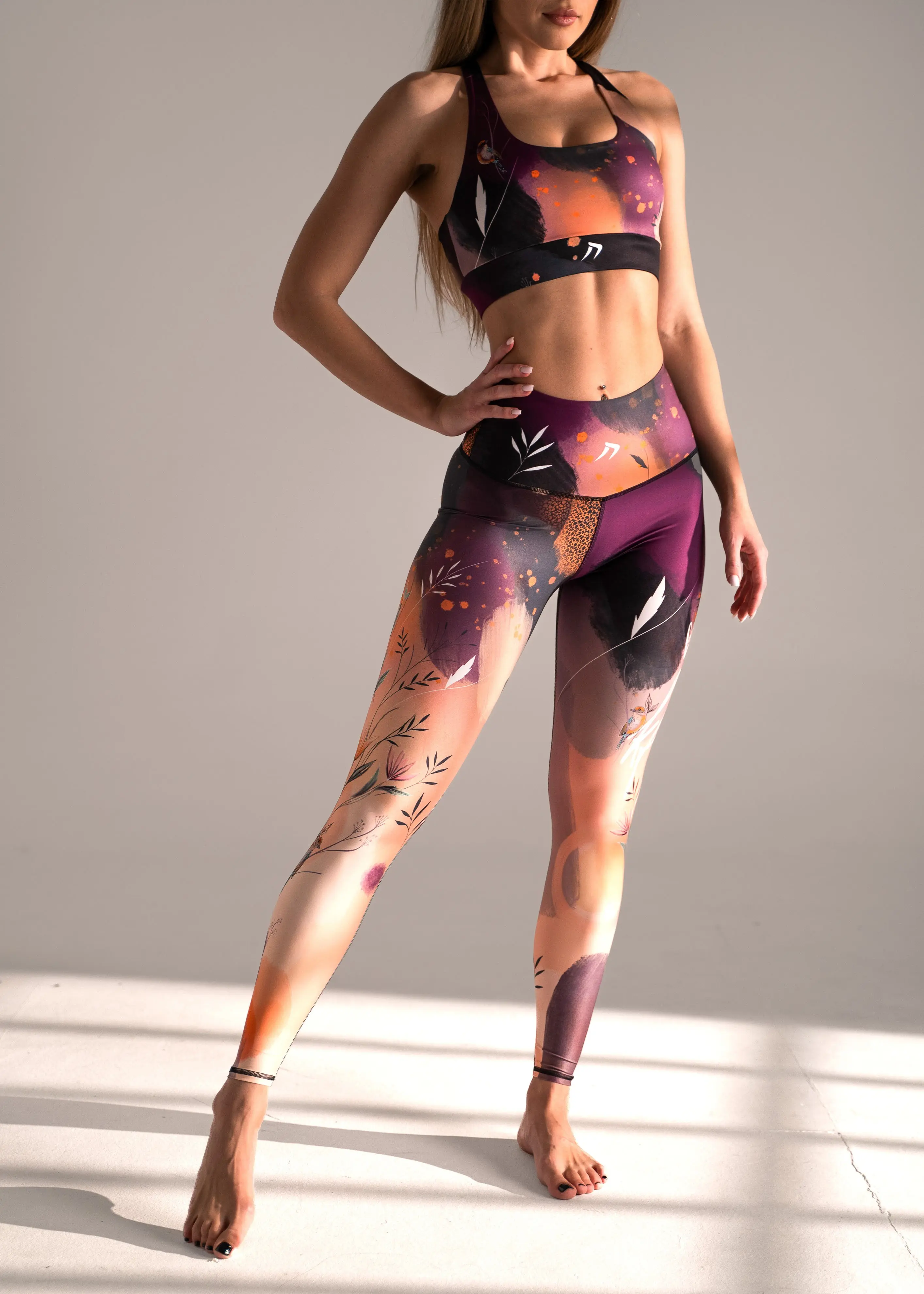 Sportovní pestré legíny  s vysokým pasem KFIT® Briel, L