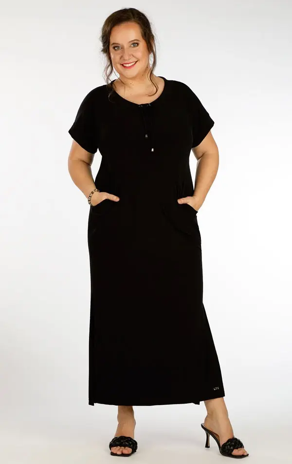 Dámské šaty LITEX pro plnoštíhlé PLUS SIZE černé Barva: černá, Velikost: