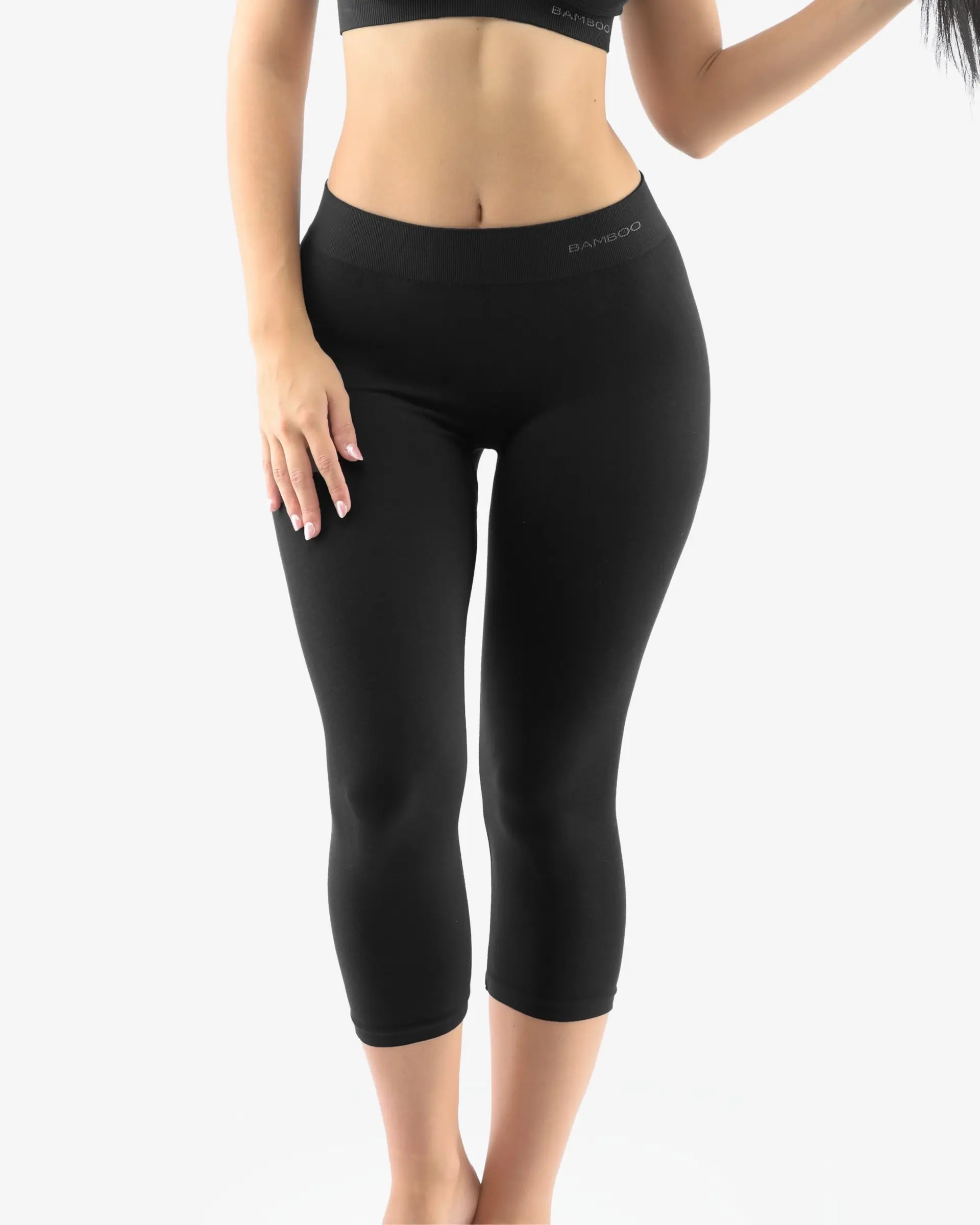 Bambusové 3/4 legíny GINA černé, M/L