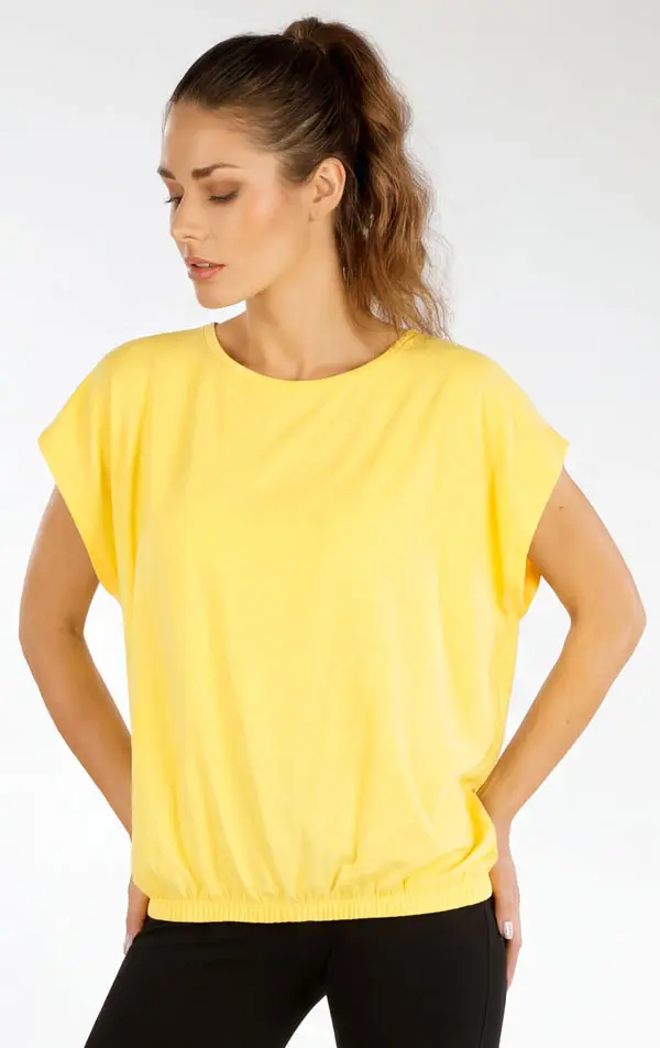 LITEX Dámské bavlněné tričko volný střih žluté, XL