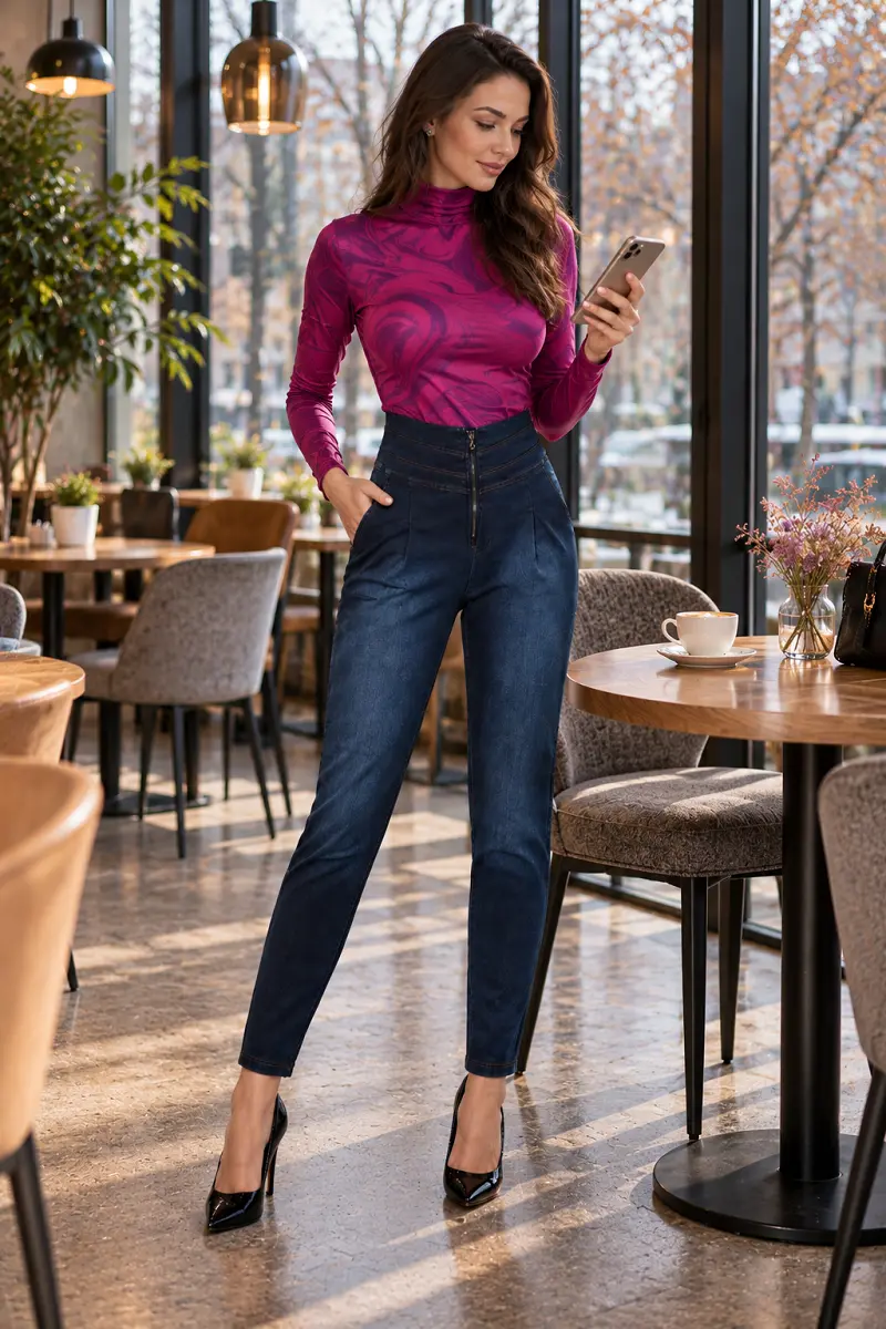 Džegíny dámské modré LYNDA BAS BLEU