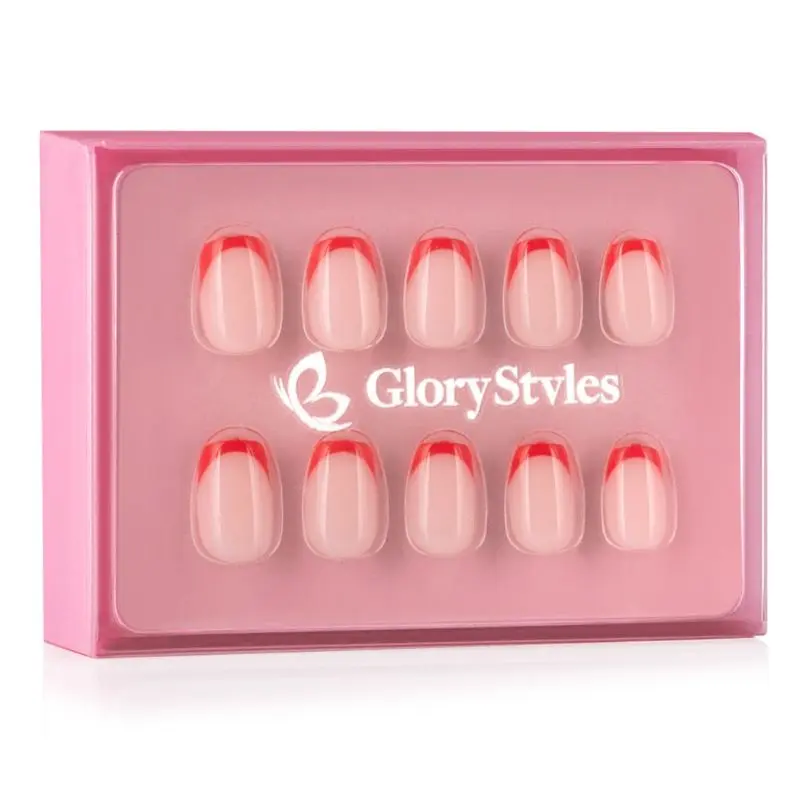 GloryStyles Nalepovací nehty - červená francie - 30 ks