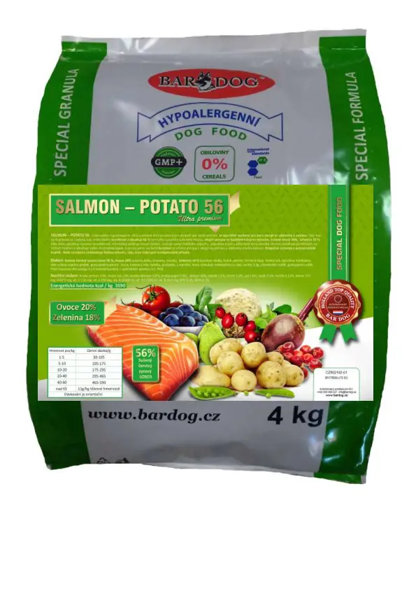Granule Bardog Lisované granule za studena Salmon Potato 56 - 4 kg
