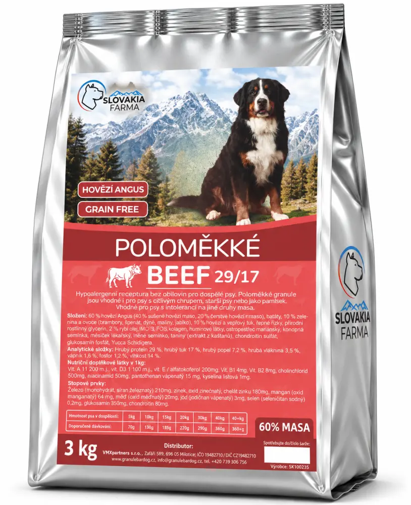 Poloměkké hypoalergenní Granule Slovakia Farma - Lamb 27/16 - 3 kg