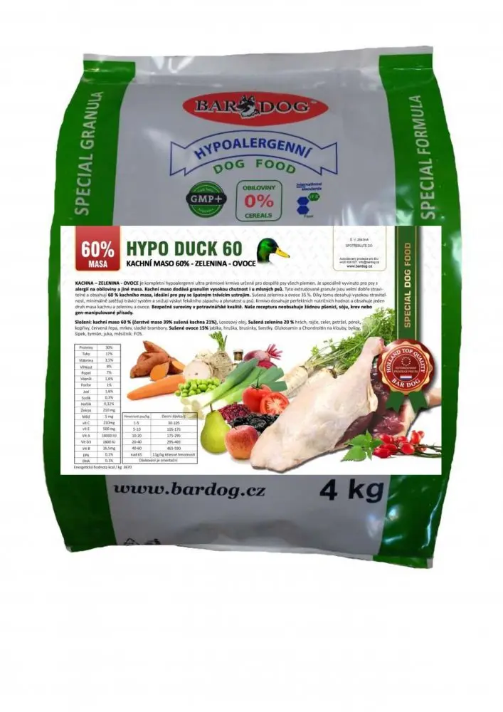 Granule Bardog Hypoalergenní granule Hypo Duck 60 - 30/17 - 4 kg
