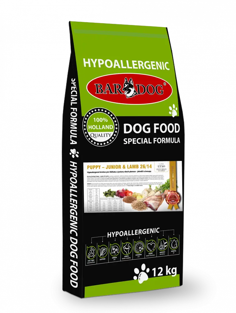Granule Bardog Hypoalergenní granule Puppy Junior Lamb 26/14 - 12 kg
