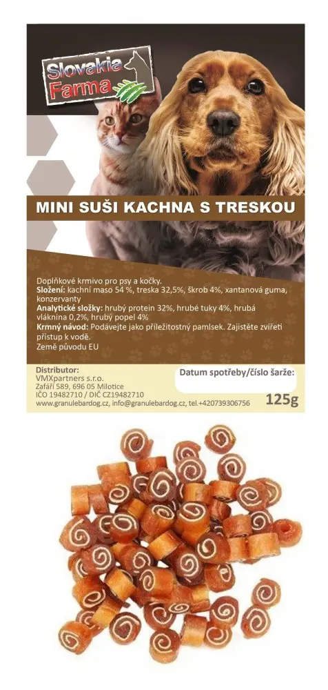 Mini suši kachna s treskou 125 g – měkké masové pamlsky z kachního a tresčího masa