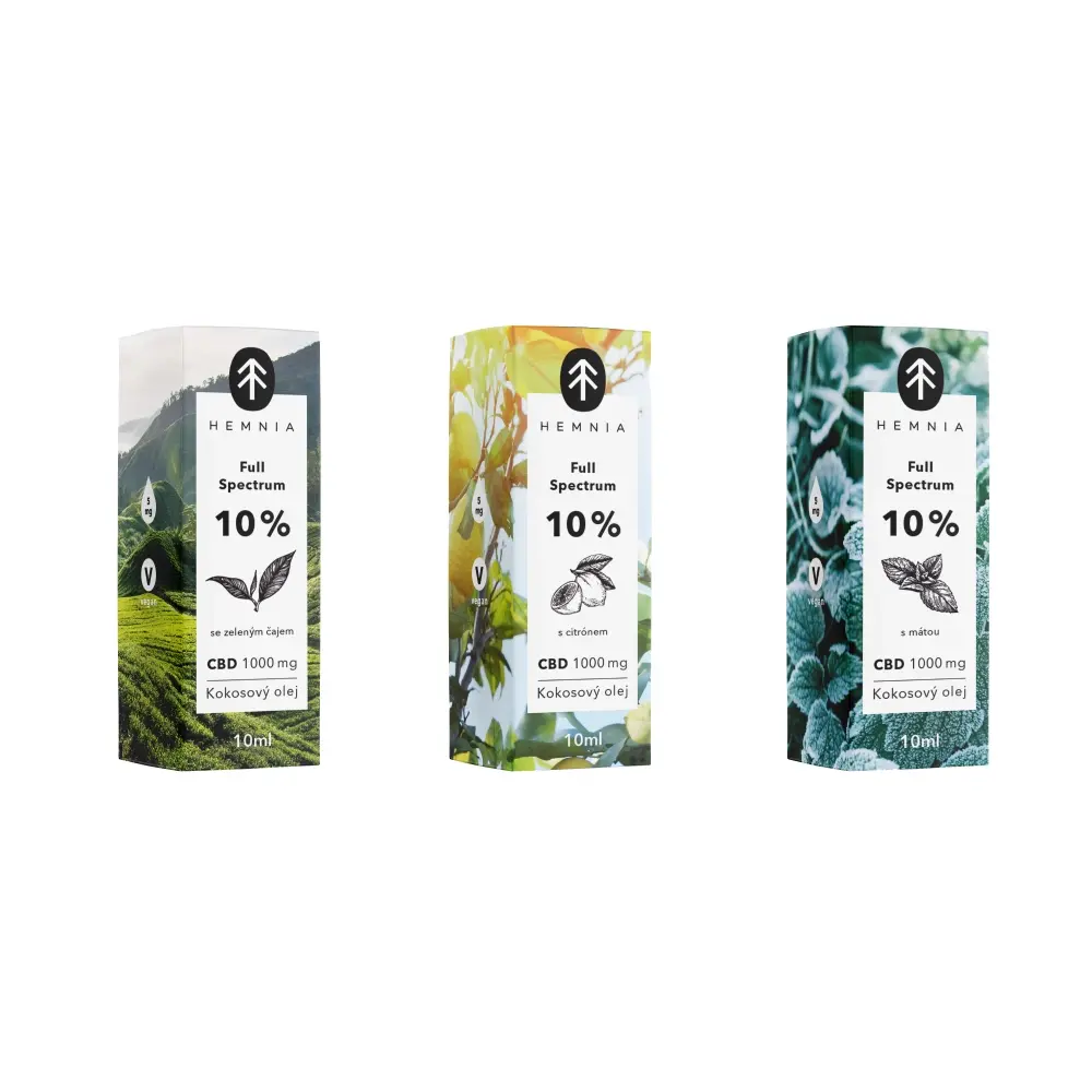 Plnospektrální CBD Balíček: citrón, máta, zelený čaj - 3000 mg CBD