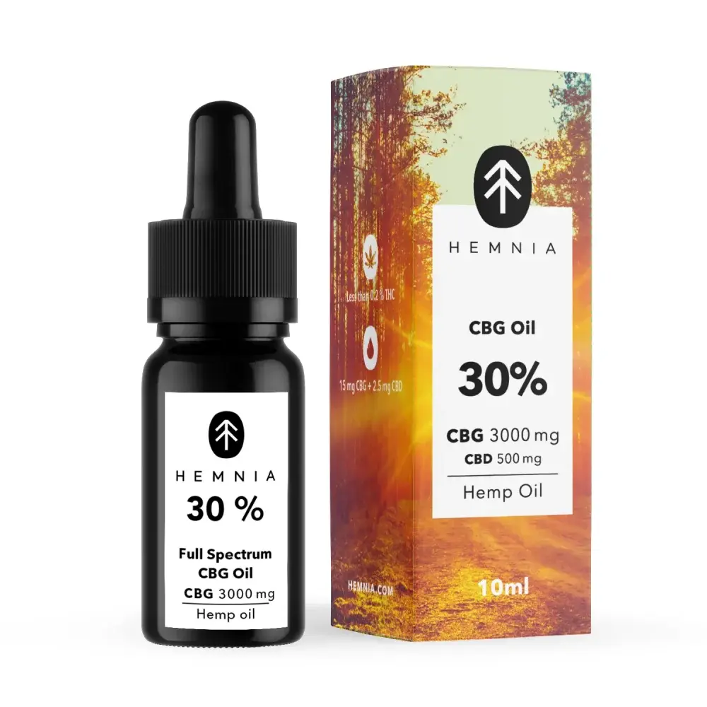 Hemnia Full spectrum Pain Relief CBG olej - 30 % CBG, 5% CBD, 3000 mg, 10 ml