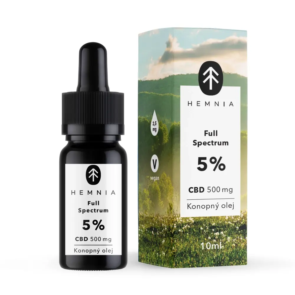 Hemnia Full Spectrum CBD Konopný olej 5%, 500 mg, 10 ml