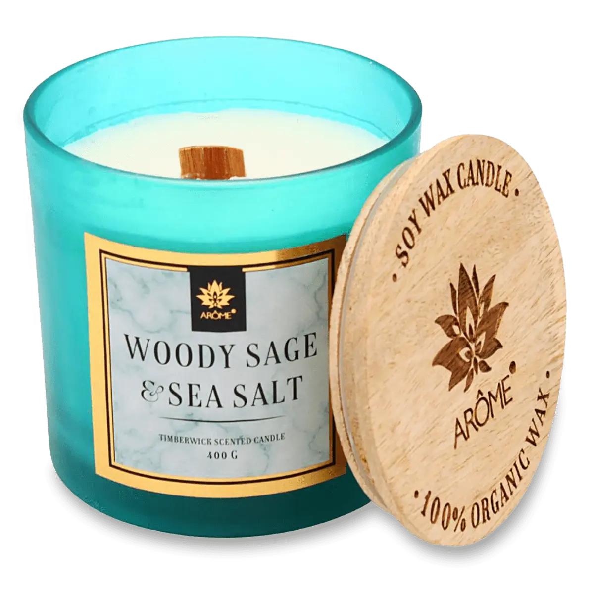 Arôme - vonná svíčka s dřevěným knotem - Woody Sage and Salt
