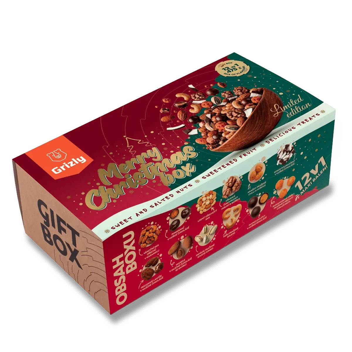 Grizly Gift box Vánoční - box plný dobrot, 470 g