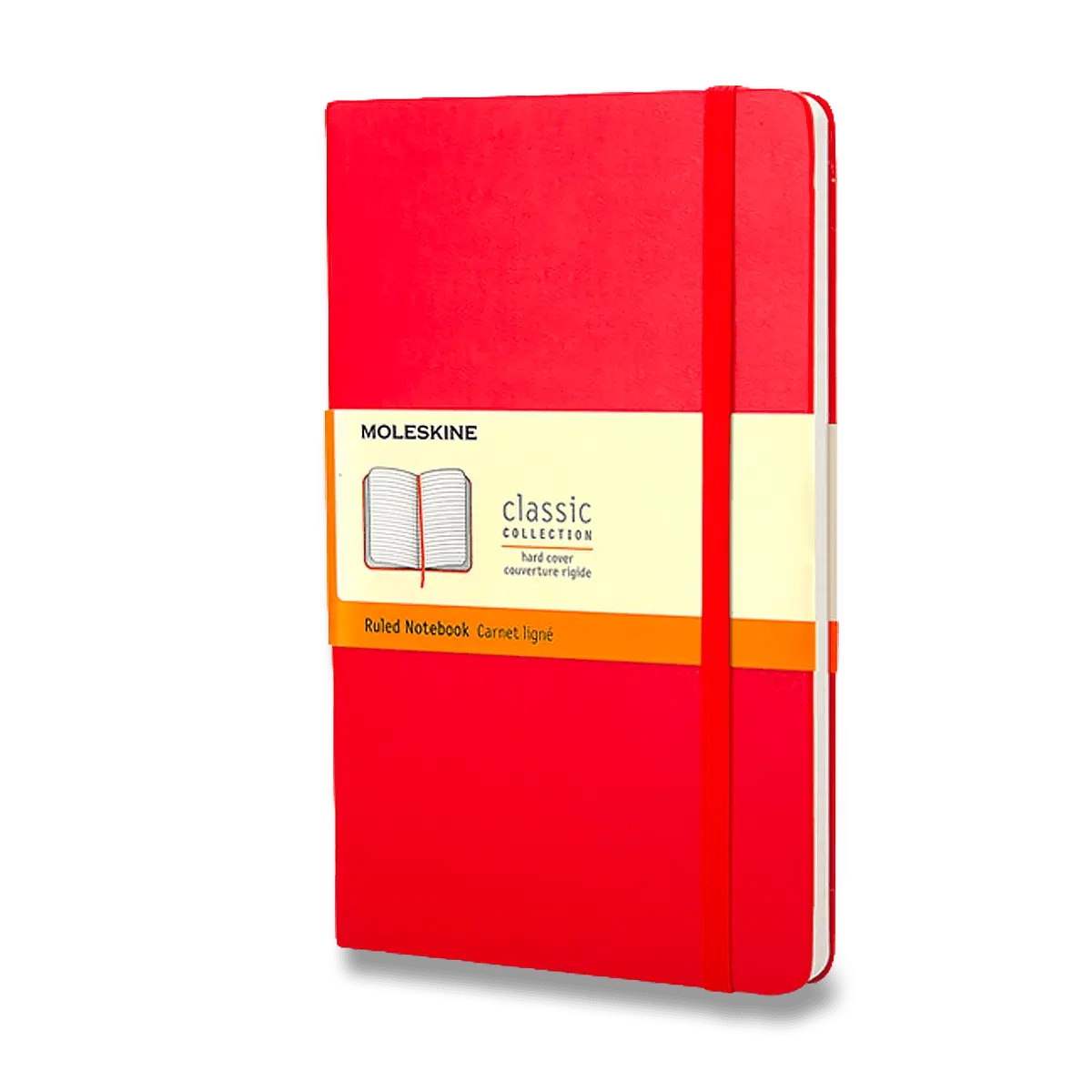 Moleskine - zápisník v tvrdých deskách - vel. L, 13 × 21 cm, linkovaný, červený