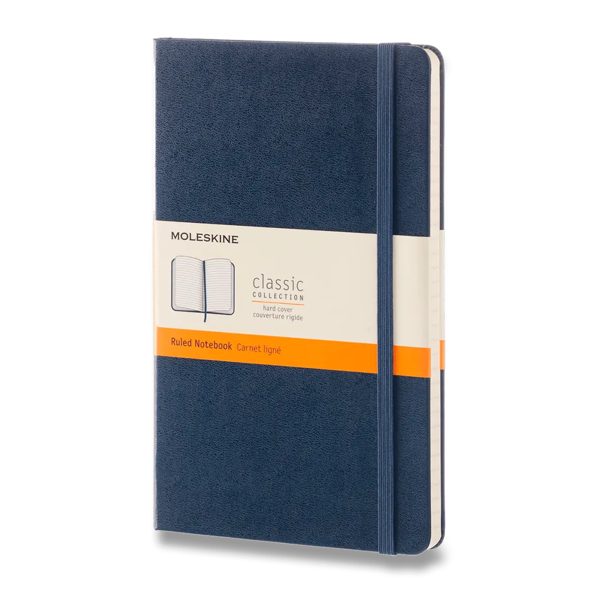Moleskine - zápisník v tvrdých deskách - vel. L, 13 × 21 cm, linkovaný, modrý