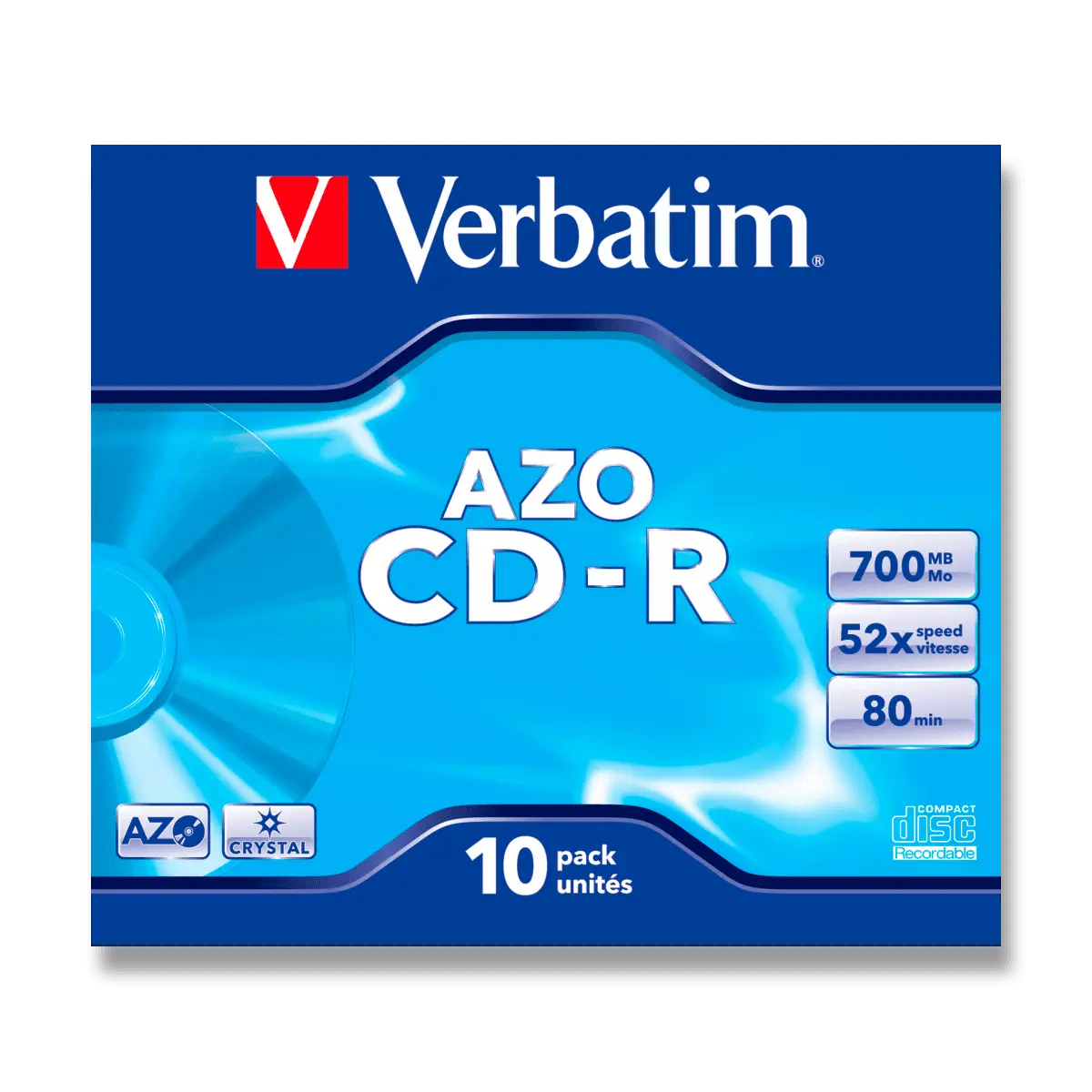 Verbatim CD-R AZO Crystal - zapisovatelné CD - 700 MB, 10 ks