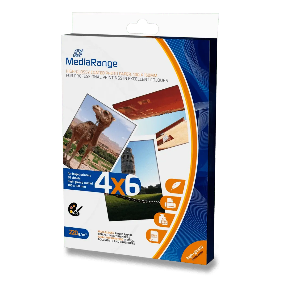 MediaRange - fotografický papír - lesklý, 100 x 150 mm, 220 g, 50 listů