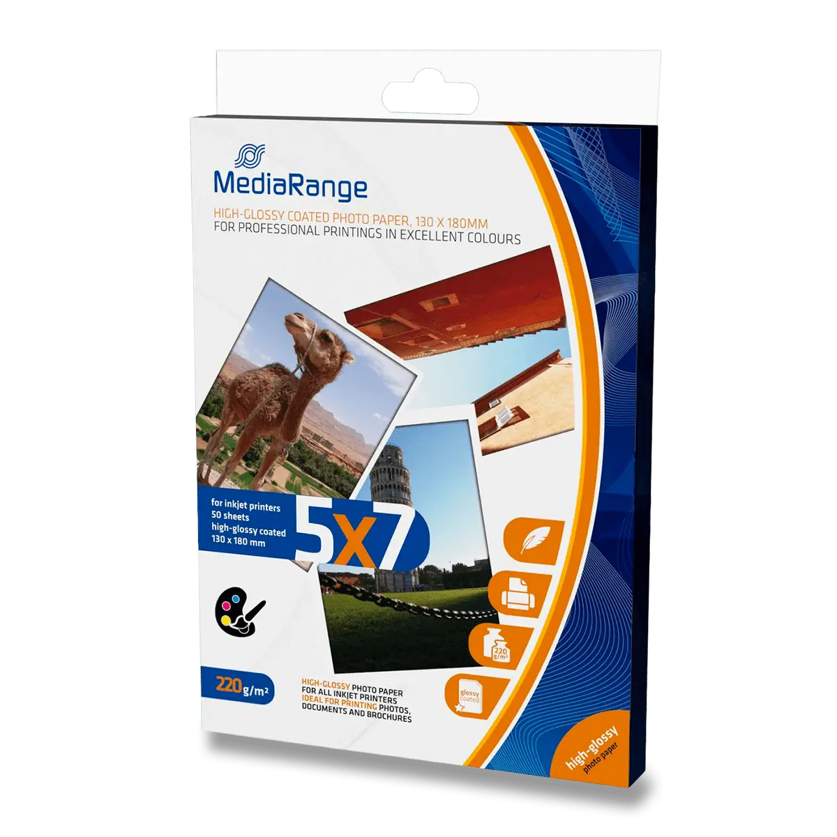 MediaRange - fotografický papír - lesklý, 130 x 180 mm, 220 g, 50 listů
