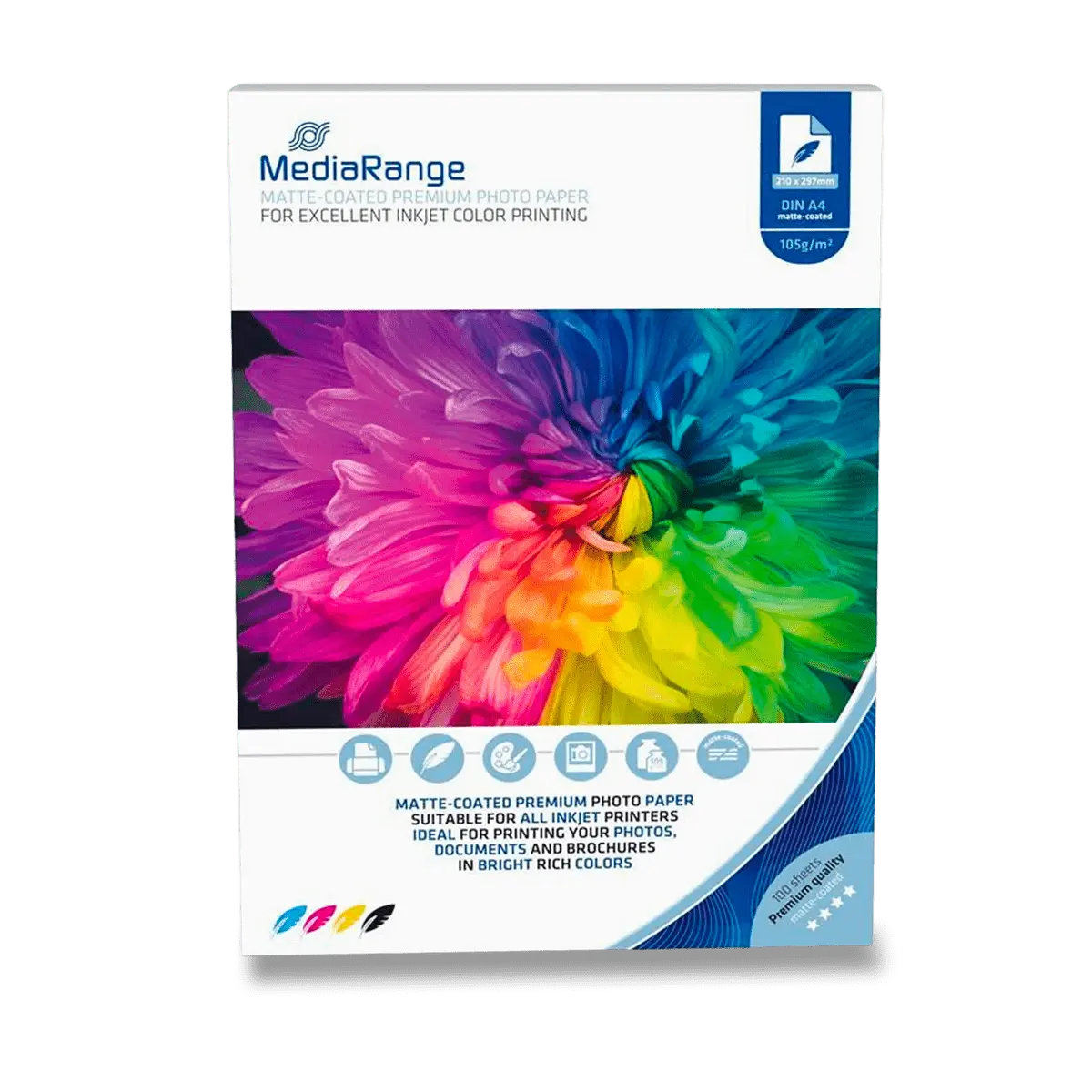 MediaRange - fotografický papír - matný, A4, 105 g, 100 listů