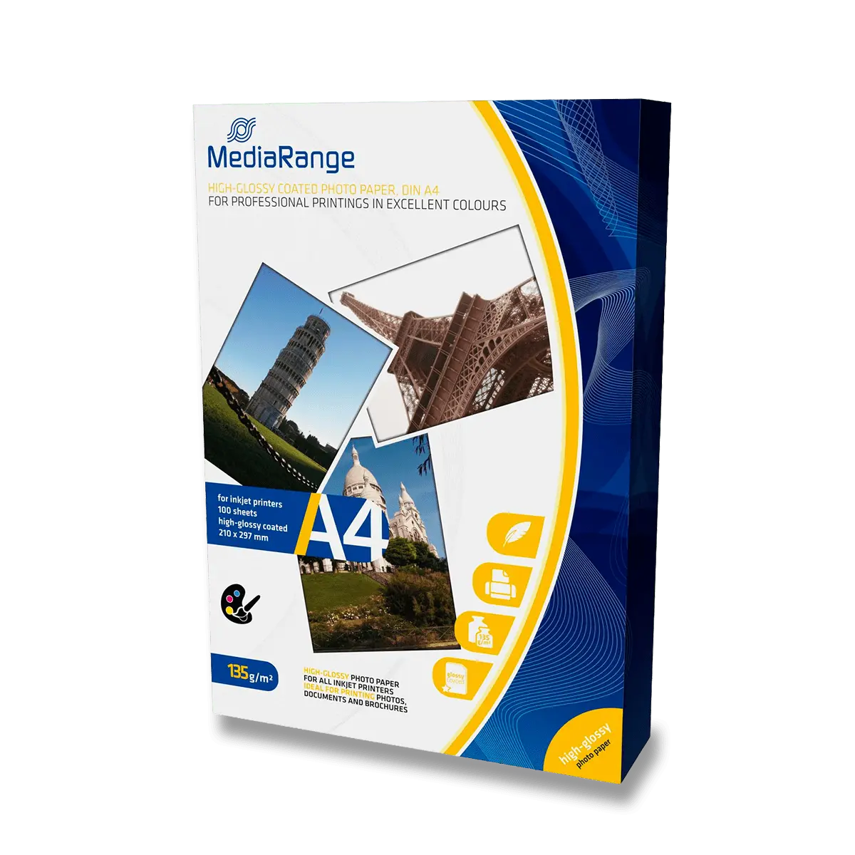 MediaRange - fotografický papír - lesklý, A4, 135 g, 100 listů