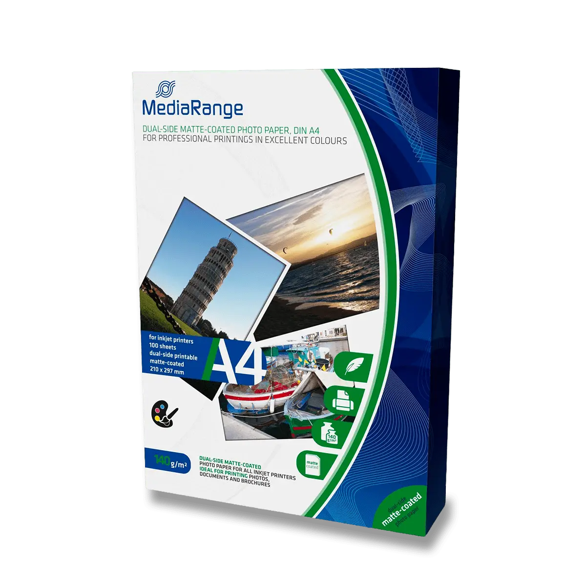 MediaRange - fotografický papír - matný, A4, 140 g, 100 listů, oboustranný