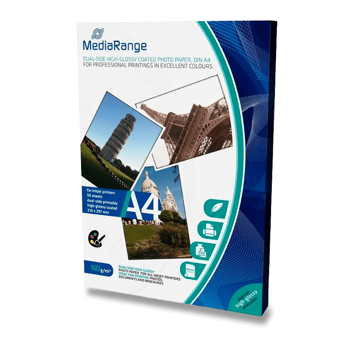 MediaRange - fotografický papír - lesklý , A4, 160 g, 50 listů, oboustranný