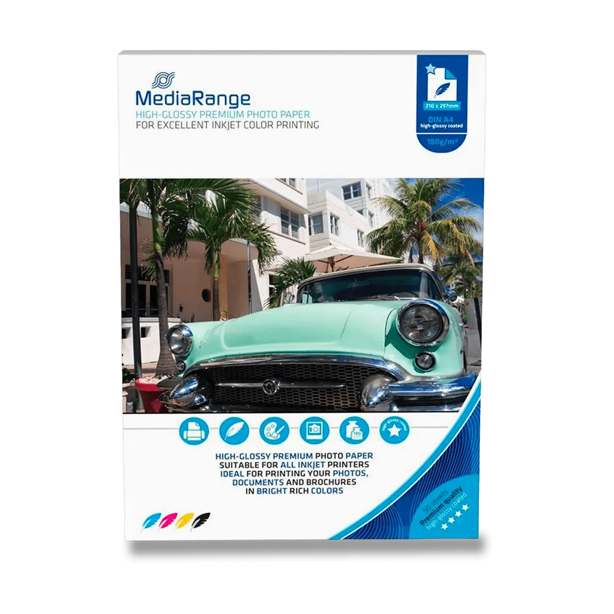 MediaRange - fotografický papír - lesklý, A4, 180 g, 50 listů