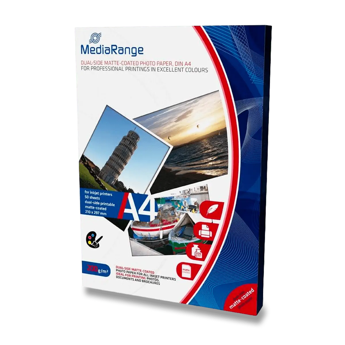MediaRange - fotografický papír - matný, A4, 200 g, 50 listů, oboustranný