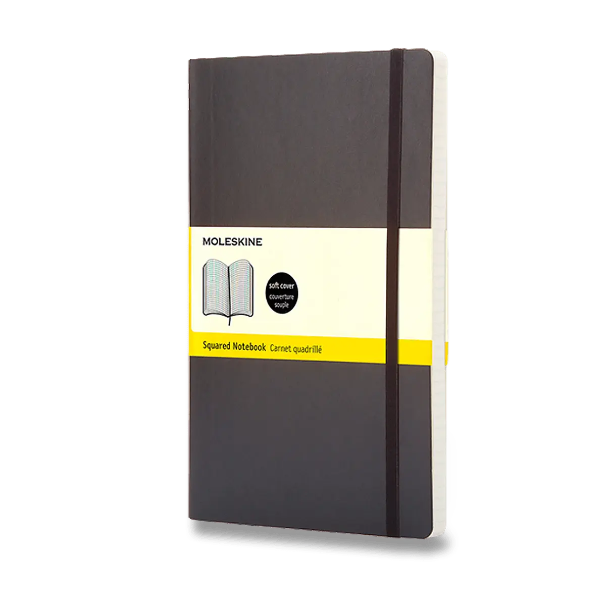 Moleskine - zápisník v měkkých deskách - 13 x 21 cm, čtverečkovaný, černý