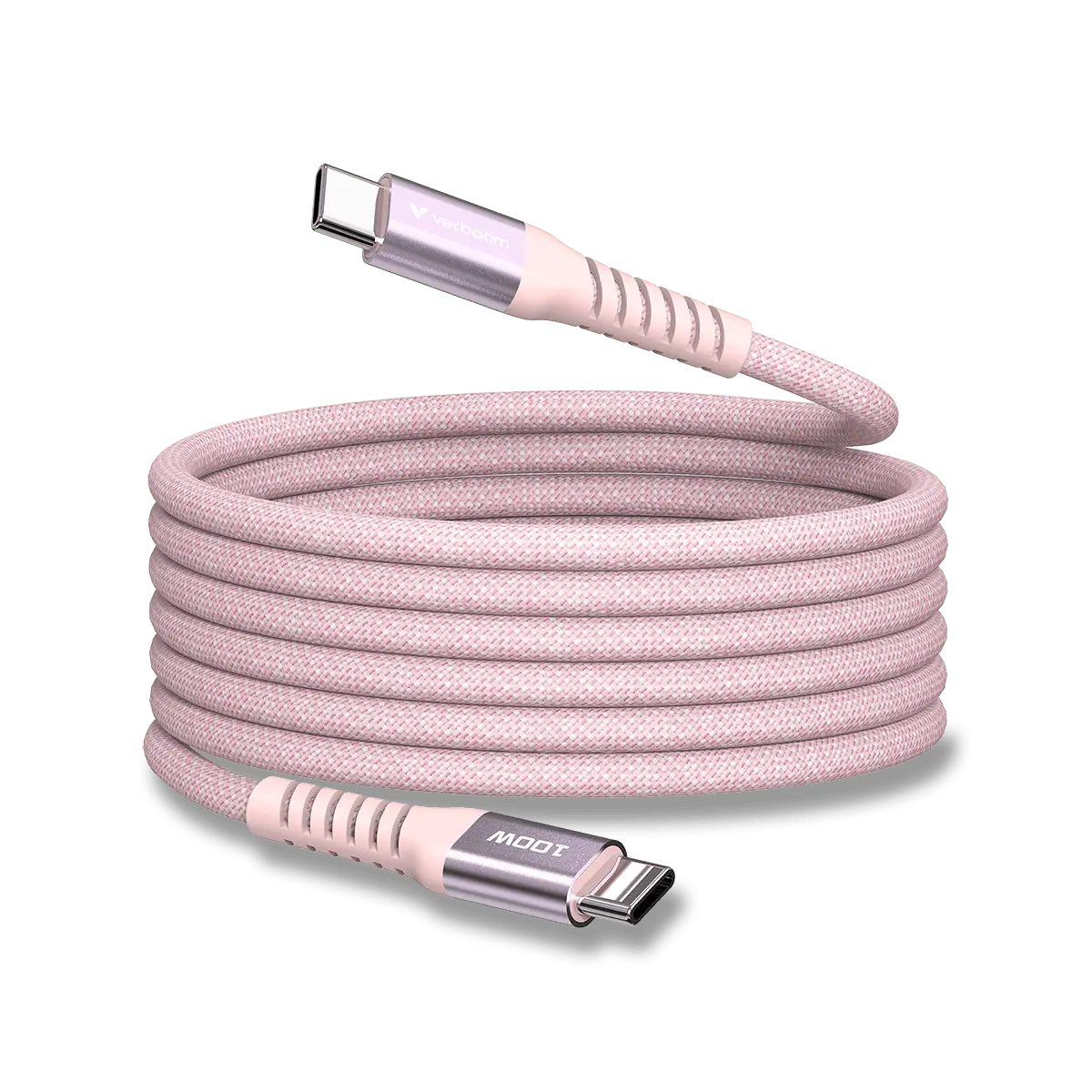 Verbatim - magnetický USB kabel - USB-C / USB-C, 100 W, 1,2 m, růžový