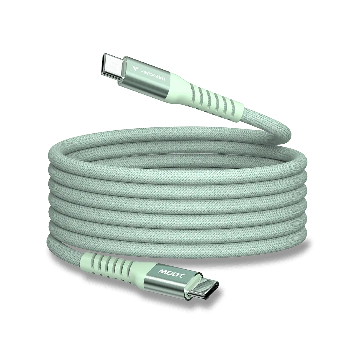Verbatim - magnetický USB kabel - USB-C / USB-C, 100 W, 1,2 m, zelený