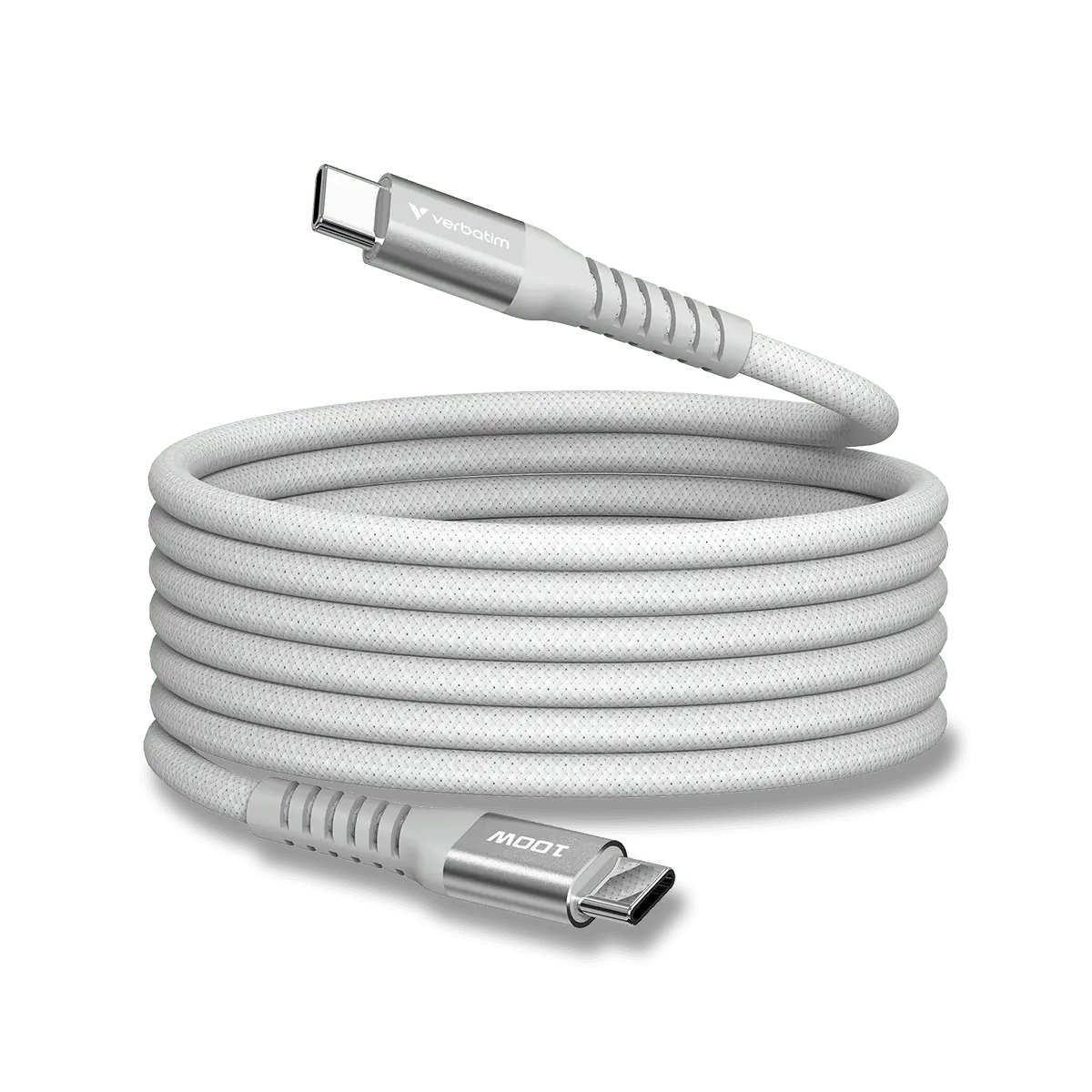 Verbatim - magnetický USB kabel - USB-C / USB-C, 100 W, 1,2 m, šedý