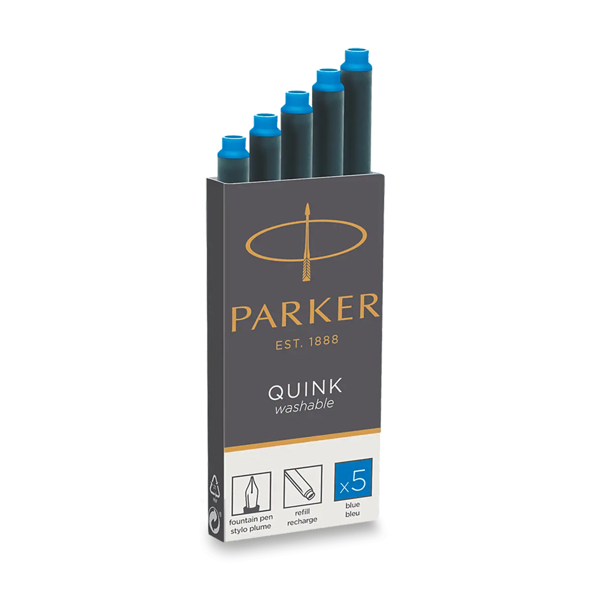 Parker - inkoustové bombičky - modré, omyvatelné, 5 ks