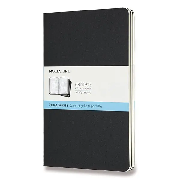 Sešity Moleskine Cahier L, tečkovaný, 3 ks, černý