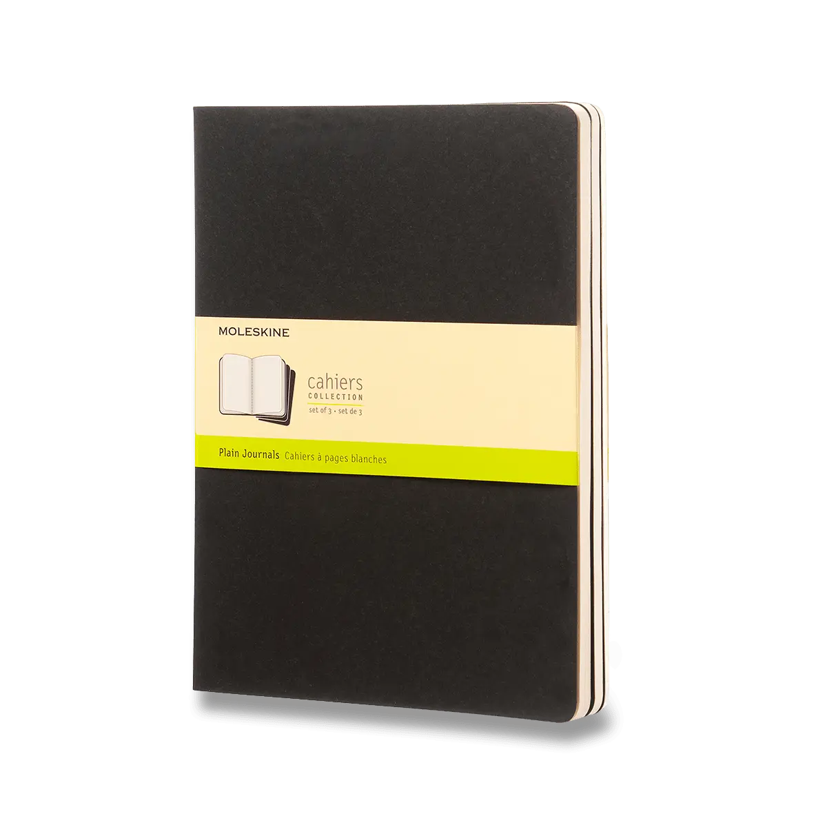 Sešit Moleskine Cahier - 19 x 25 cm, čistý, 3 ks, černý