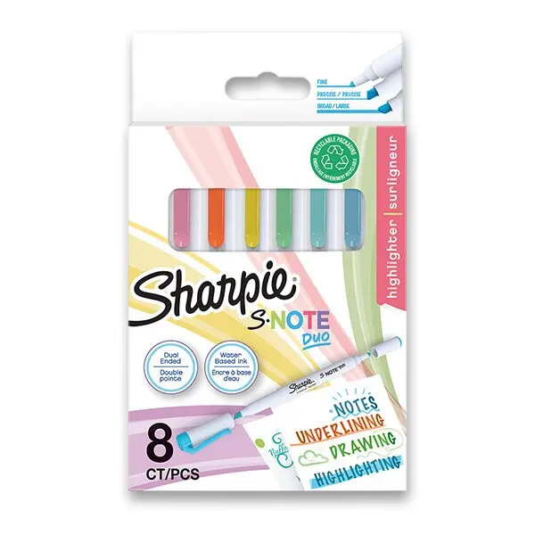 Sharpie S-Note Duo - popisovač - 8 barev, souprava
