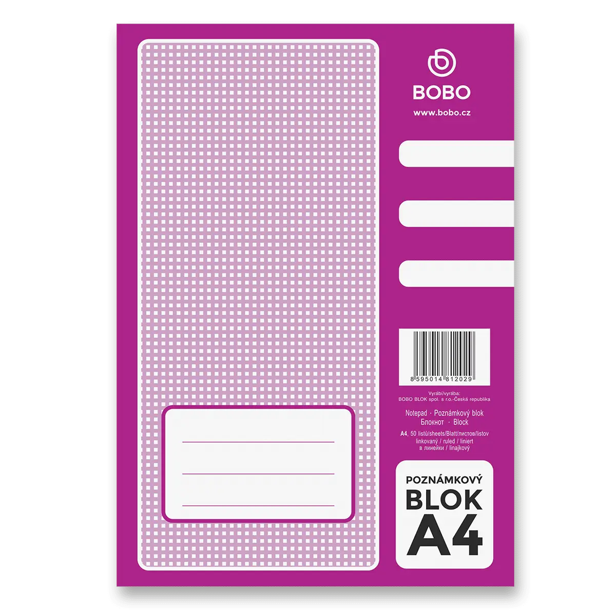 Poznámkový blok A4, linka, 50 listů