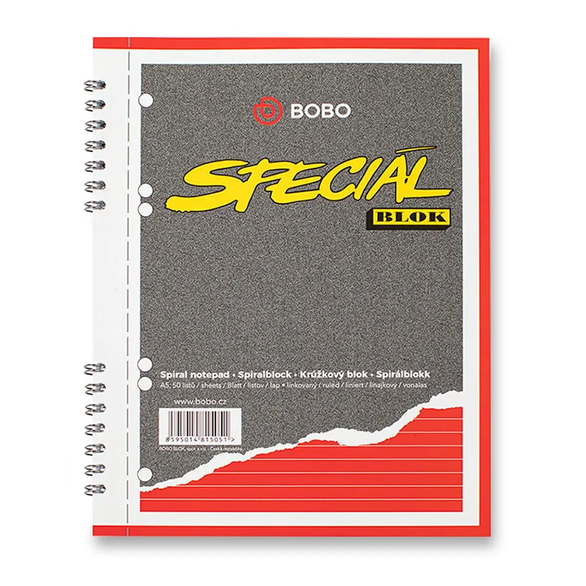 Bobo blok Speciál - kroužkový blok - A5, 50 l., linkovaný