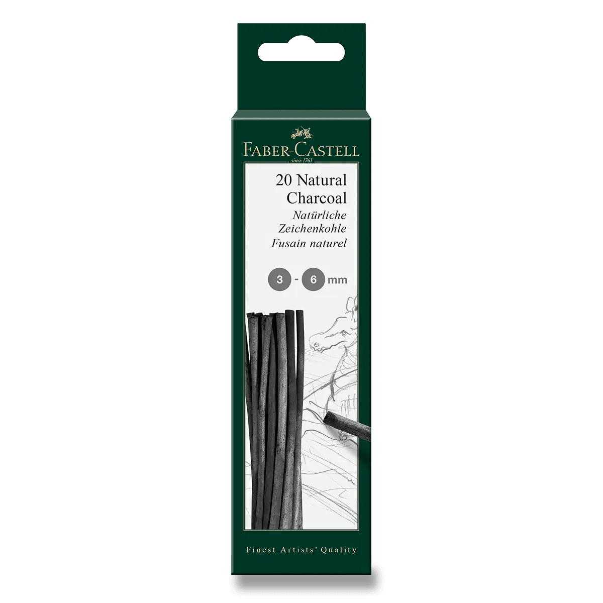 Přírodní uhel Faber-Castell Pitt Monochrome 3-6 mm, 20 kusů