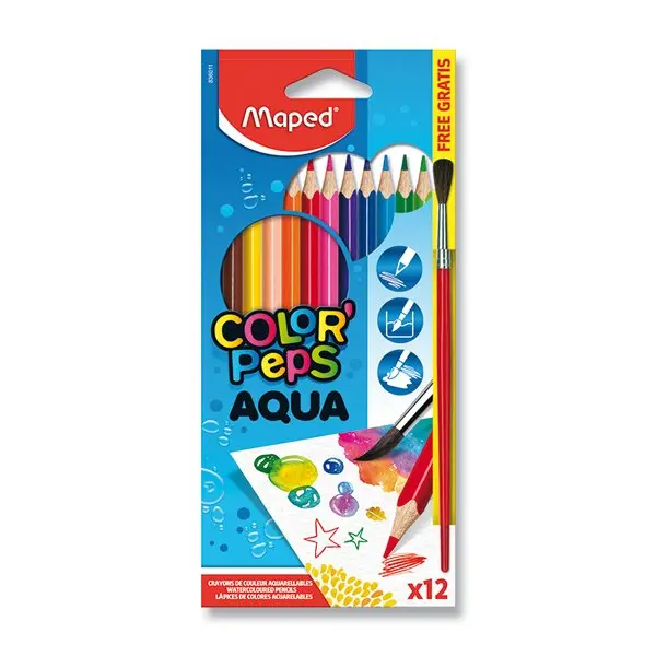 Maped Color'Peps Aqua - pastelky - 12 barev + štětec