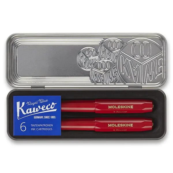 Moleskine Kaweco sada kuličkové pero a plnicí pero, červená