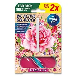 Ambipur WC Active gel-blok Růže & Lilie 2x45g